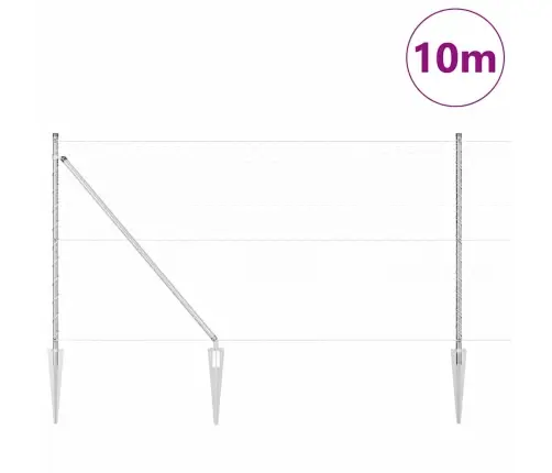 Tvora Su Stulpais Sidabro 1 X 10 M Pvc Dengtas Plienas