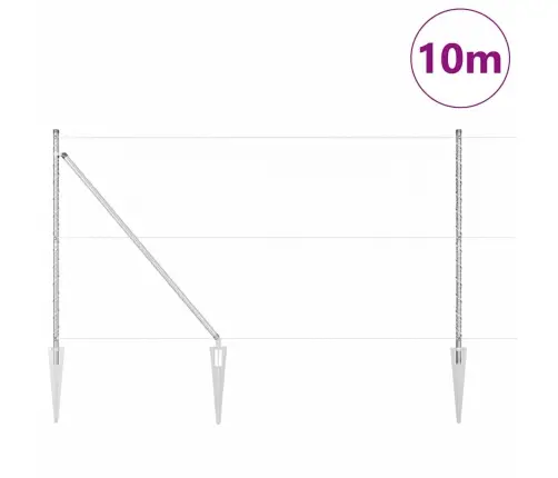 Tvora Su Stulpais Sidabro 1.4 X 10 M Pvc Dengtas Plienas