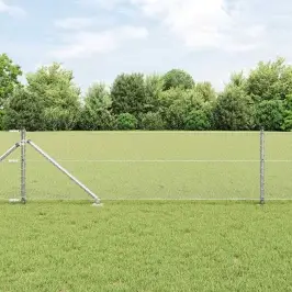 Žogs Ar Stabiem. Sudraba 0.6 X 25 M Pvc Pārklāts Tērauds Vidaxl