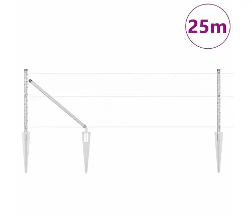 Tvora Su Stulpais Sidabro 0.6 X 25 M Pvc Dengtas Plienas