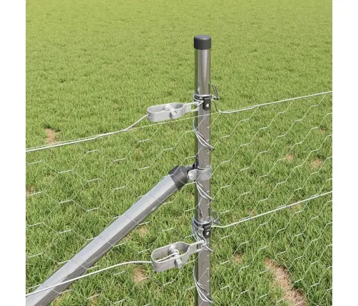 Aed Koos Postidega Hõbedane 0.8 X 25 M Pvc Kaetud Teras