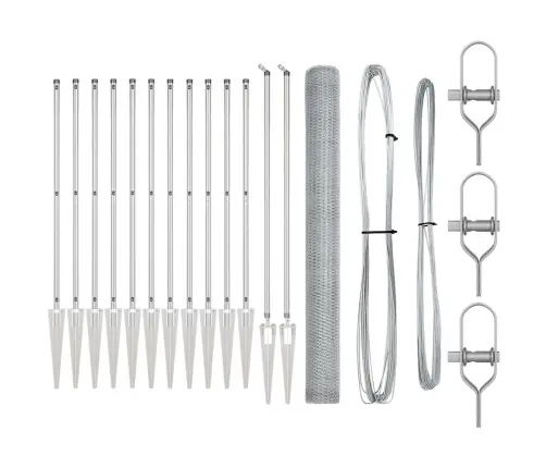 Tvora Su Stulpais Sidabro 1.5 X 25 M Pvc Dengtas Plienas