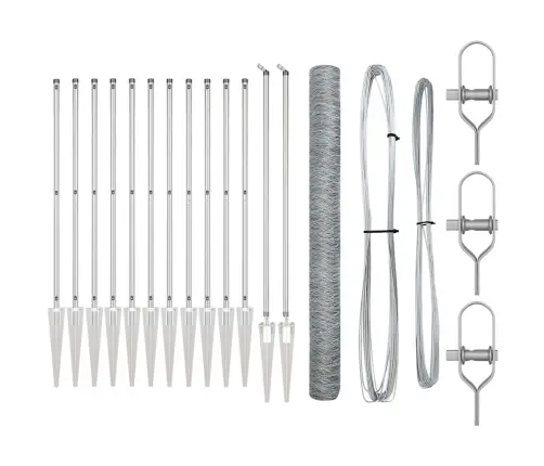 Tvora Su Stulpais Sidabro 1.5 X 25 M Pvc Dengtas Plienas