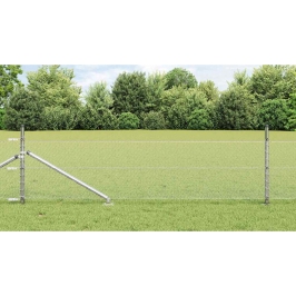 Žogs Ar Stabiem. Sudraba 0.5 X 50 M Pvc Pārklāts Tērauds Vidaxl