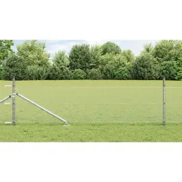 Žogs Ar Stabiem. Sudraba 0.5 X 50 M Pvc Pārklāts Tērauds Vidaxl