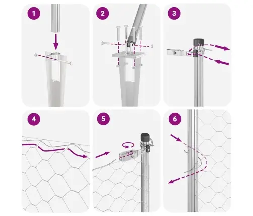 Tvora Su Stulpais Sidabro 0.6 X 50 M Pvc Dengtas Plienas