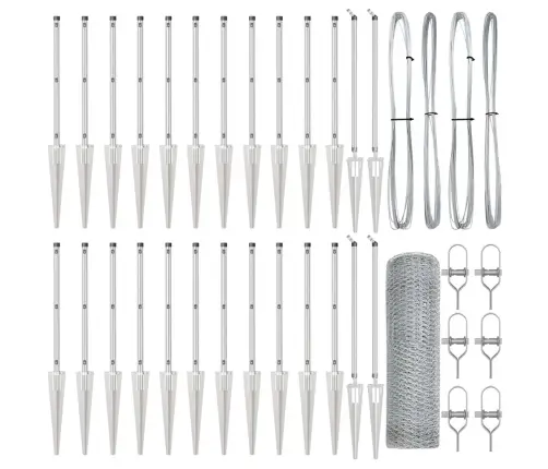 Tvora Su Stulpais Sidabro 0.8 X 50 M Pvc Dengtas Plienas