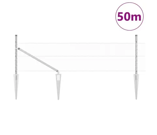 Tvora Su Stulpais Sidabro 0.8 X 50 M Pvc Dengtas Plienas