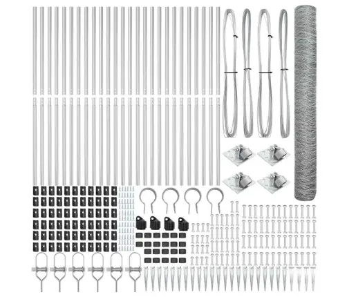 Tvora Su Stulpais Sidabro 1.2 X 50 M Pvc Dengtas Plienas