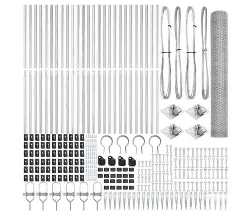 Žogs Ar Stabiem. Sudraba 1.4 X 50 M Pvc Pārklāts Tērauds Vidaxl Žogs Ar Stabiem. Sudraba 1.4 X 50 M Pvc Pārklāts Tērauds Vidaxl