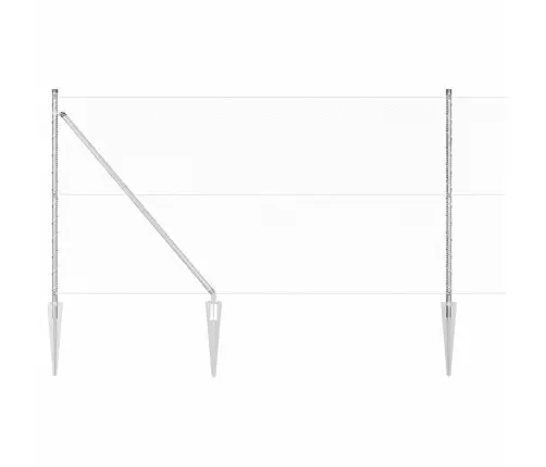 Žogs Ar Stabiem. Sudraba 1.4 X 50 M Pvc Pārklāts Tērauds Vidaxl Žogs Ar Stabiem. Sudraba 1.4 X 50 M Pvc Pārklāts Tērauds Vidaxl