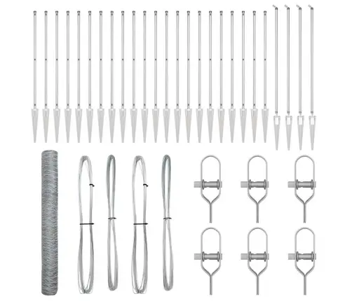 Tvora Su Stulpais Sidabro 1.4 X 50 M Pvc Dengtas Plienas