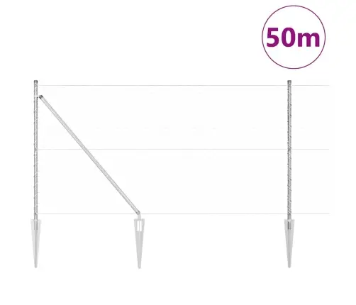 Tvora Su Stulpais Sidabro 1.4 X 50 M Pvc Dengtas Plienas