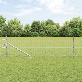 Žogs Ar Stabiem. Sudraba 0.4 X 100 M Pvc Pārklāts Tērauds Vidaxl