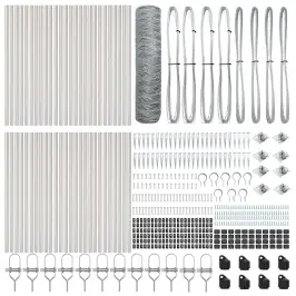 Žogs Ar Stabiem. Sudraba 0.8 X 100 M Pvc Pārklāts Tērauds Vidaxl