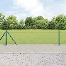 Žogs Ar Stabiem. Zaļa 0.4 X 10 M Pvc Pārklāts Tērauds Vidaxl