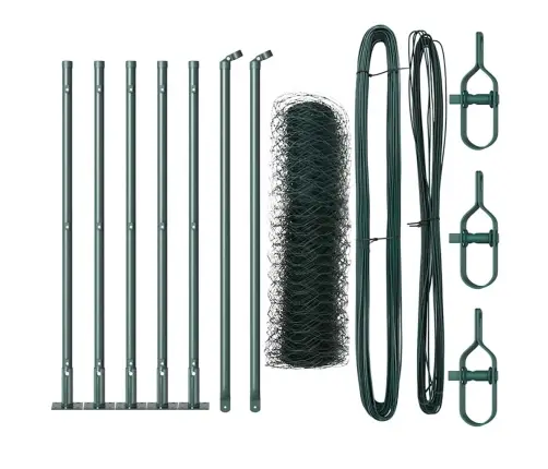 Tvora Su Stulpais Žalia 0.4 X 10 M Pvc Dengtas Plienas