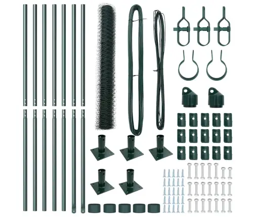 Sešstūru Žogs Zaļš 1X10 M Tērauds Vidaxl