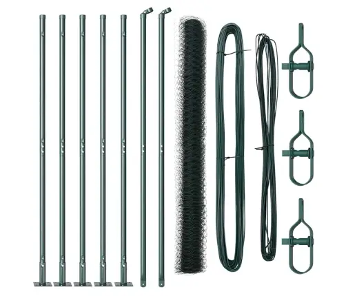 Tvora Su Stulpais Žalia 1.5 X 10 M Pvc Dengtas Plienas