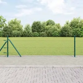 Žogs Ar Stabiem. Zaļa 0.4 X 25 M Pvc Pārklāts Tērauds Vidaxl