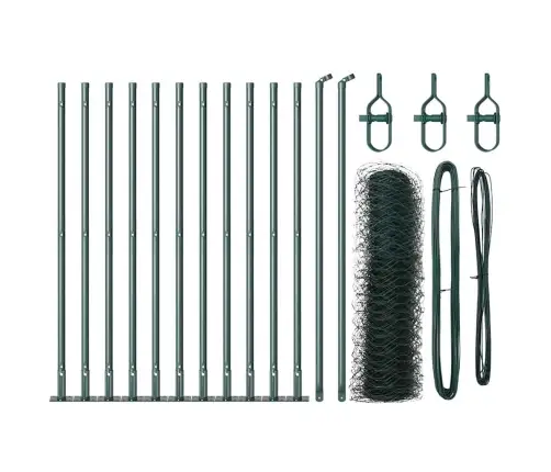 Sešstūru Žogs Zaļš 0.6X25 M Tērauda Vidaxl