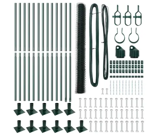 Žogs Ar Stabiem. Zaļa 1.4 X 25 M Pvc Pārklāts Tērauds Vidaxl