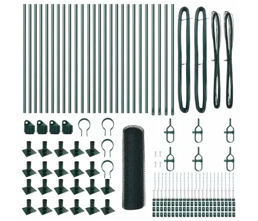 Tvora Su Stulpais Žalia 0.4 X 50 M Pvc Dengtas Plienas