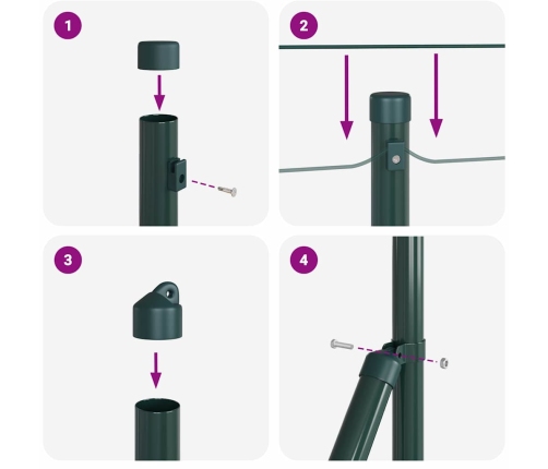 Tvora Su Stulpais Žalia 0.4 X 50 M Pvc Dengtas Plienas