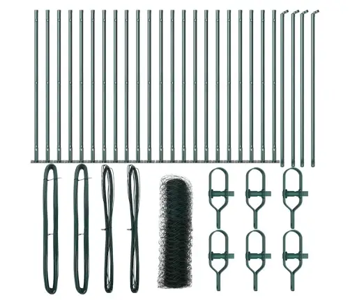 Tvora Su Stulpais Žalia 0.6 X 50 M Pvc Dengtas Plienas