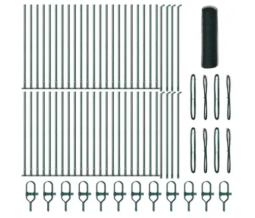 Tvora Su Stulpais Žalia 0.5 X 100 M Pvc Dengtas Plienas