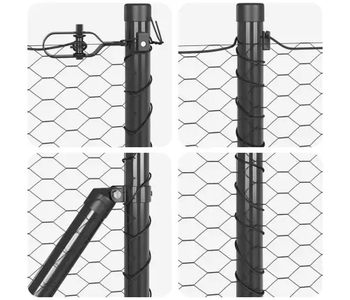 Tvora Su Stulpais Pilka 0.6 X 10 M Pvc Dengtas Plienas