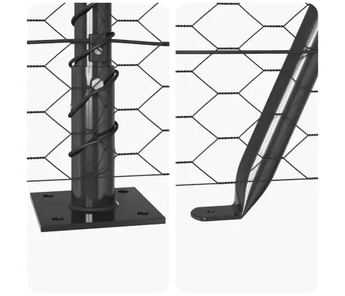 Tvora Su Stulpais Pilka 0.6 X 10 M Pvc Dengtas Plienas