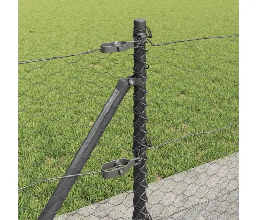 Tvora Su Stulpais Pilka 0.6 X 10 M Pvc Dengtas Plienas