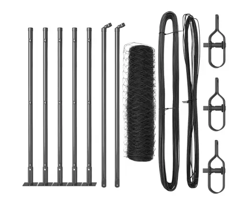 Tvora Su Stulpais Pilka 0.6 X 10 M Pvc Dengtas Plienas
