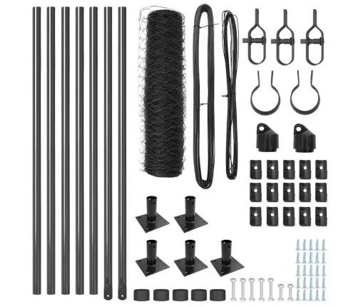 Tvora Su Stulpais Pilka 0.6 X 10 M Pvc Dengtas Plienas