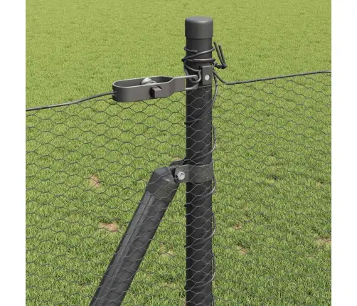 Tvora Su Stulpais Pilka 0.8 X 10 M Pvc Dengtas Plienas