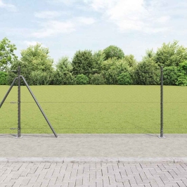 Žogs Ar Stabiem. Pelēka 0.8 X 10 M Pvc Pārklāts Tērauds Vidaxl