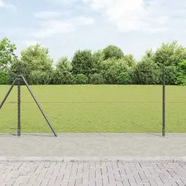 Žogs Ar Stabiem. Pelēka 0.8 X 10 M Pvc Pārklāts Tērauds Vidaxl