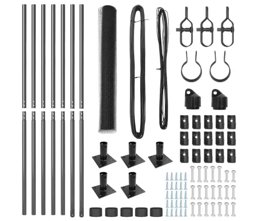 Tvora Su Stulpais Pilka 1 X 10 M Pvc Dengtas Plienas