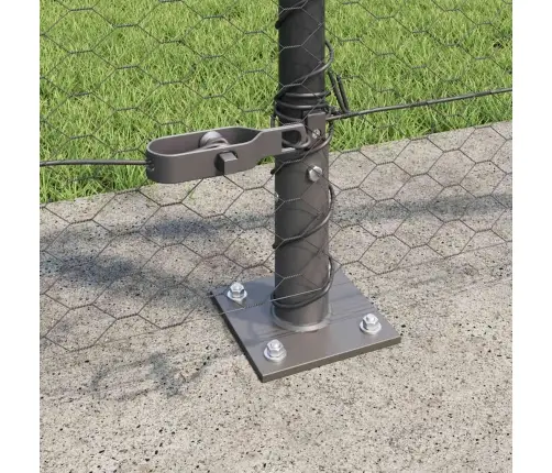 Tvora Su Stulpais Pilka 1 X 10 M Pvc Dengtas Plienas