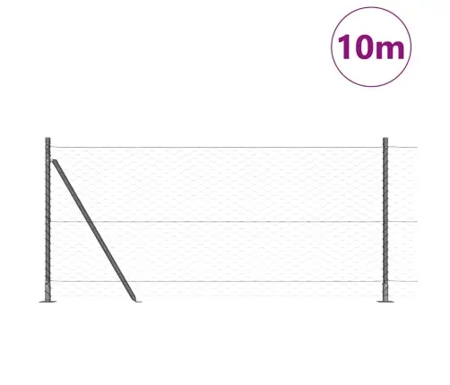 Sešstūru Žogs Pelēks 1X10 M Tērauds Vidaxl