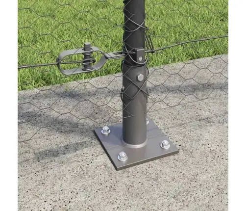 Tvora Su Stulpais Pilka 1.2 X 10 M Pvc Dengtas Plienas