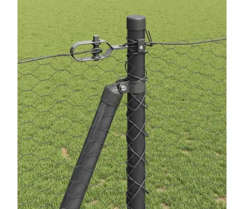 Tvora Su Stulpais Pilka 1.2 X 10 M Pvc Dengtas Plienas