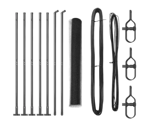 Tvora Su Stulpais Pilka 1.2 X 10 M Pvc Dengtas Plienas