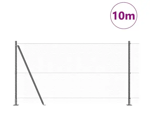 Tvora Su Stulpais Pilka 1.2 X 10 M Pvc Dengtas Plienas