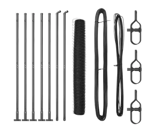 Tvora Su Stulpais Pilka 1.2 X 10 M Pvc Dengtas Plienas