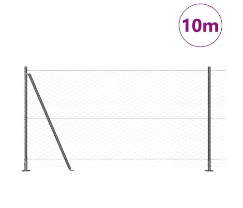 Tvora Su Stulpais Pilka 1.2 X 10 M Pvc Dengtas Plienas