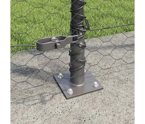 Tvora Su Stulpais Pilka 1.6 X 10 M Pvc Dengtas Plienas