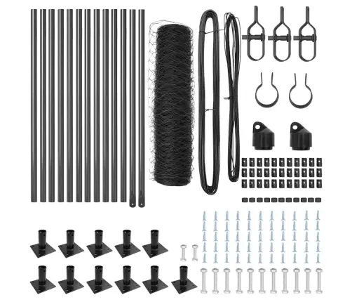 Tvora Su Stulpais Pilka 0.4 X 25 M Pvc Dengtas Plienas