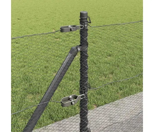 Tvora Su Stulpais Pilka 0.5 X 25 M Pvc Dengtas Plienas